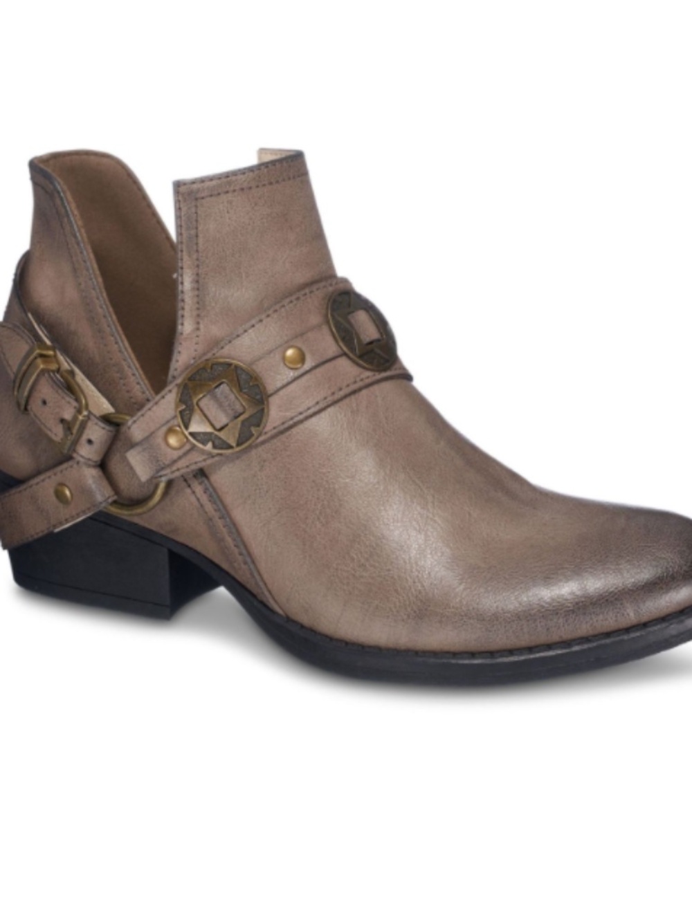 8M G.C. SHOES Womens Taupe Brown Cushioned Buckle Accent Elisa Almond Toe Block
